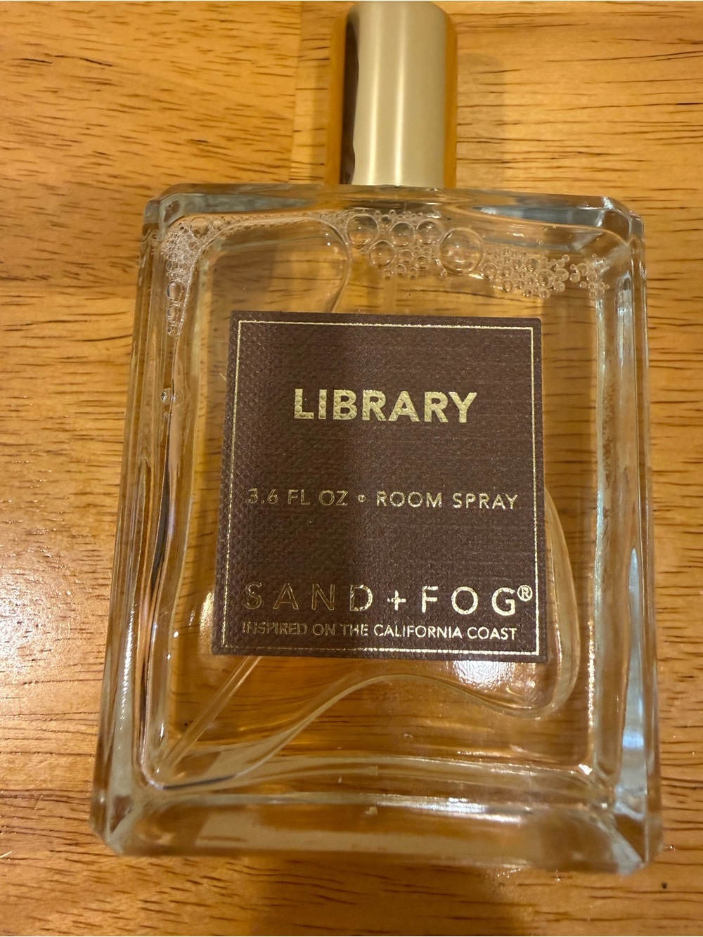 Sand+Fog Library Room Spray - Clear Bottle with Gold Cap